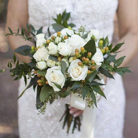 All White Garden Bridal Bouquet